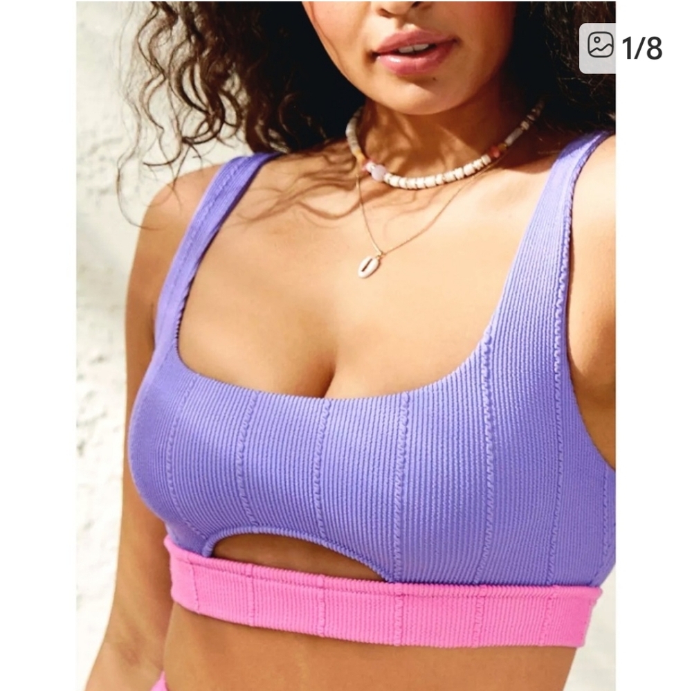 Aerie Vibrant Purple and Pink Scoop Bralette